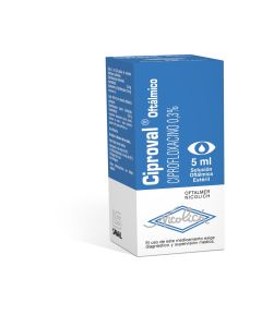 Ciproval - 0,3% Ciprofloxacino - 5ml Solución Oftálmica