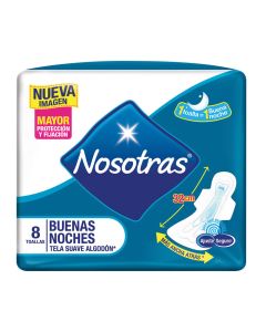 Nosotras - 8 Unidades Toallas Higiénicas Buenas Noches Flujo Abundante