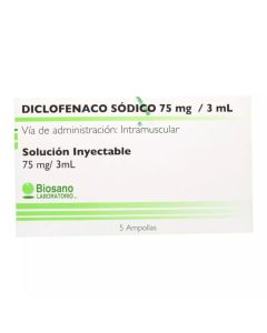 Diclofenaco 75mg/3ml - 5 Ampollas de 3ml Solución Inyectable
