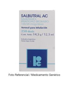 Salbutral Ac - 100mcg Salbutamol - 250 Dosis Aerosol para Inhalación