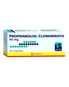 Propanolol Clorhidrato 40mg - 20 Comprimidos