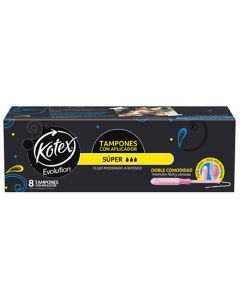 Kotex Súper - 8 Unidades Tampones Flujo Moderado a Intenso
