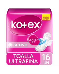 Kotex Suave - 16 Unidades Toallas Higiénicas Ultrafina con Alas