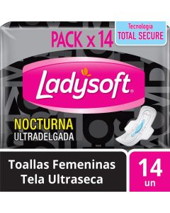Ladysoft Nocturna - 14 Unidades Toallas Higiénicas Ultradelgadas Tela Ultraseca