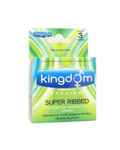 Kingdom Super Ribbed - 3 Unidades Preservativos