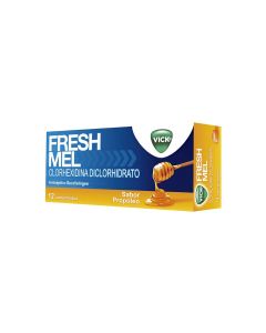 Freshmel Propóleo - 5mg Clorhexidina Clorhidrato - 12 Comprimidos para Disolución Bucal