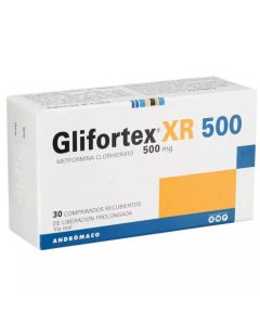 Glifortex XR 500 - 500mg Metformina - 30 Comprimidos Recubiertos de Liberación Prolongada
