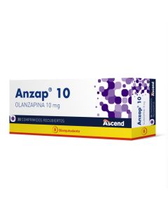 Anzap 10 - 10mg Olanzapina - 30 Comprimidos Recubiertos