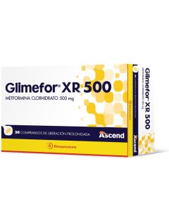 Glimefor XR 500 - 500mg Metformina - 30 Comprimidos de Liberación Prolongada