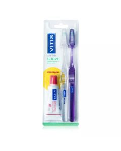 Vitis - Pack 2 Cepillo Dental Suave + 1 Mini Pasta Dental 15ml