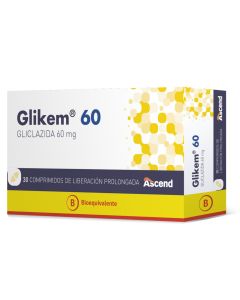Glikem 60 - 60mg Gliclazida - 30 Comprimidos de Liberación Prolongada