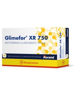 Glimefor XR 750 - 750mg Metformina - 30 Comprimidos de Liberación Prolongada