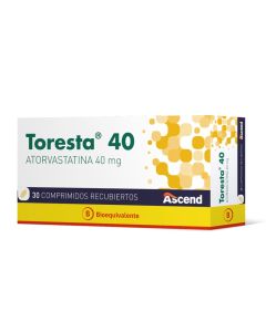 Toresta 40 - 40mg Atorvastatina - 30 Comprimidos Recubiertos