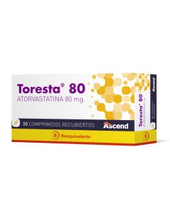 Toresta 80 - 80mg Atorvastatina - 30 Comprimidos Recubiertos