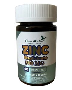 Green Medical - 500mg Zinc Bisglicinato - 60 Cápsulas