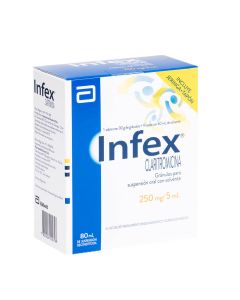 Infex - 250mg/5ml Claritromicina  - 80ml Gránulos para Suspensión Oral con Solvente