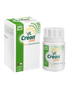 Creon 25000 - 300mg Pancreatina - 50 Cápsulas con Gránulos con Recubrimiento Entérico