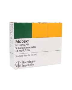 Mobex - 15mg/1,5mL Meloxicam - 3 Ampollas Solución Inyectable