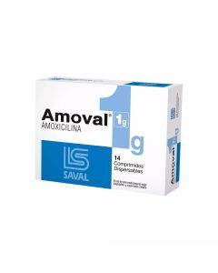 Amoval 1g Amoxicilina 1g 14 Comprimidos Dispersables
