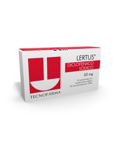 Lertus - 50mg Diclofenaco Sódico - 10 Comprimidos con Recubrimiento Entérico