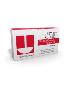 Lertus Retard - 100mg Diclofenaco Sódico - 10 Comprimidos Recubiertos de Liberación Prolongada