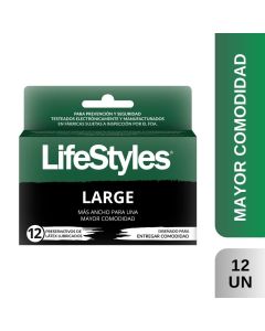 LifeStyles Large - 12 Preservativos de Látex Lubricados