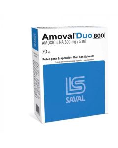 Amoval Duo 800 mg/5 mL x 70 mL Polvo Para Suspensión Oral
