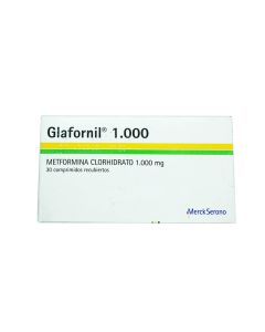 Glafornil 1000 - 1000mg Metformina Clorhidrato - 30 Comprimidos Recubiertos