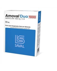 Amoval Duo 1000 mg/5 mL x 90 mL Polvo Para Suspensión Oral Con Solvente