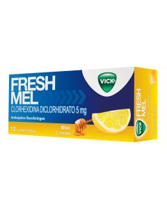 Freshmel Miel Limón - 5mg Clorhexidina Clorhidrato - 12 Comprimidos para Disolución Bucal