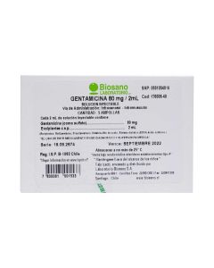 Gentamicina(G) 80mg/2ml 5 ampollas solución inyectable