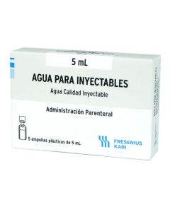 Agua Bidestilada - 5 Ampollas de 5ml Inyectable Intravenosa