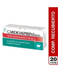 Cardioaspirina 100 EC - 100mg Ácido Acetilsalicílico - 20 Comprimidos con Recubrimiento Entérico