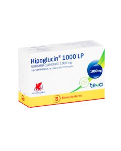 Hipoglucin 1000 LP - 1000mg Metformina Clorhidrato - 30 Comprimidos de Liberación Prolongada