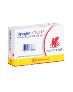 Hipoglucin 500 LP - 500mg Metformina Clorhidrato - 60 Comprimidos de Liberación Prolongada
