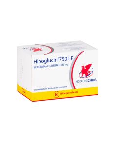Hipoglucin 750 LP - 750mg Metformina Clorhidrato - 60 Comprimidos de Liberación Prolongada