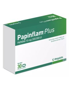 Papinflam - 10mg (300.000UI) Papaína - 30 Comprimidos