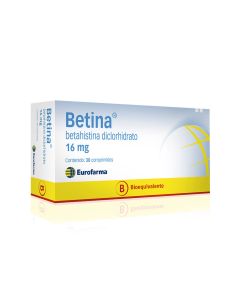 Betina - 16mg Betahistina - 30 Comprimidos
