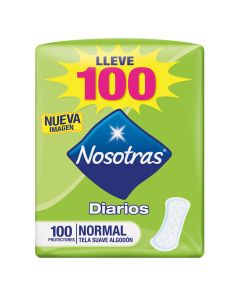 Nosotras 100 Unidades Protectores Diarios Normal Tela Suave