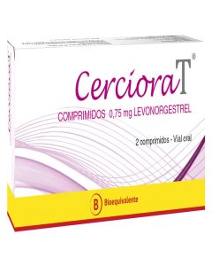 Cerciora T - 0,75mg Levonogestrel - 2 Comprimidos - Anticonceptivo de Emergencia