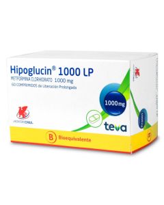 Hipoglucin 1000 LP - 1000mg Metformina Clorhidrato - 60 Comprimidos de Liberación Prolongada