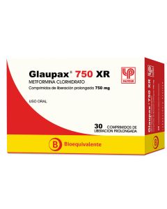 Glaupax 750 XR - 750mg Metformina Clorhidrato - 30 Comprimidos de Liberación Prolongada