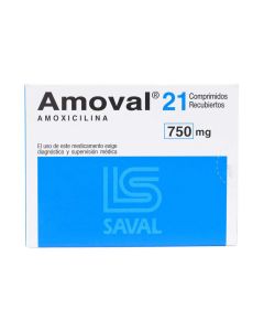 Amoval Amoxicilina 750mg 21 Comprimidos Recubiertos