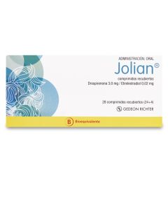 Jolian Drospirenona,Etinilestradiol 3mg/0,02mg 28 Comprimidos Recubiertos