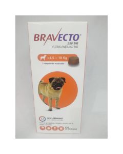 Bravecto - 250mg Fluralaner - 1 Comprimido Masticable  para Perros 4,5 a 10kg
