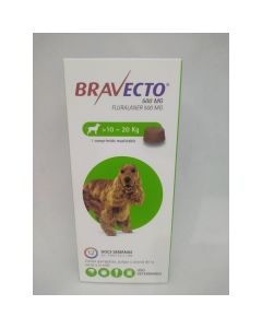 Bravecto - 500mg Fluralaner - 1 Comprimido Masticable para Perros 10 a 20kg