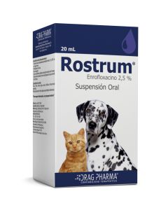 Rostrum - 2,5% Enrofloxacino - 20ml Suspensión Oral para Perros y Gatos