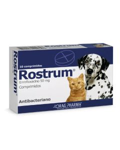 Rostrum - 50mg Enrofloxacino - 10 Comprimidos para Perros y Gatos