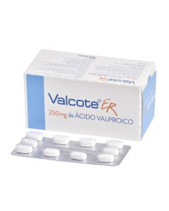 Valcote ER - 250mg Divalproato de Sodio - 50 Comprimidos Recubiertos de Liberación Prolongada